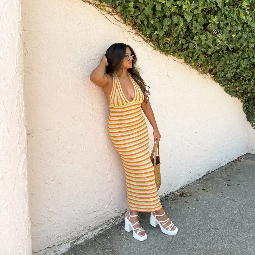petal and pup ruby crochet midi dress